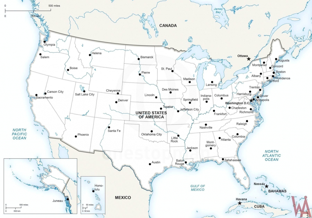 Free Pprintable Map Of Usa With States Labeled