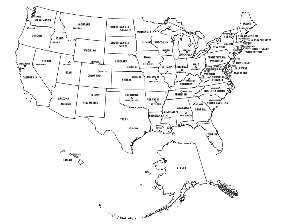 Map Of The United States With State Names And Capitals And Travel | Printable Map Of The United States With Names