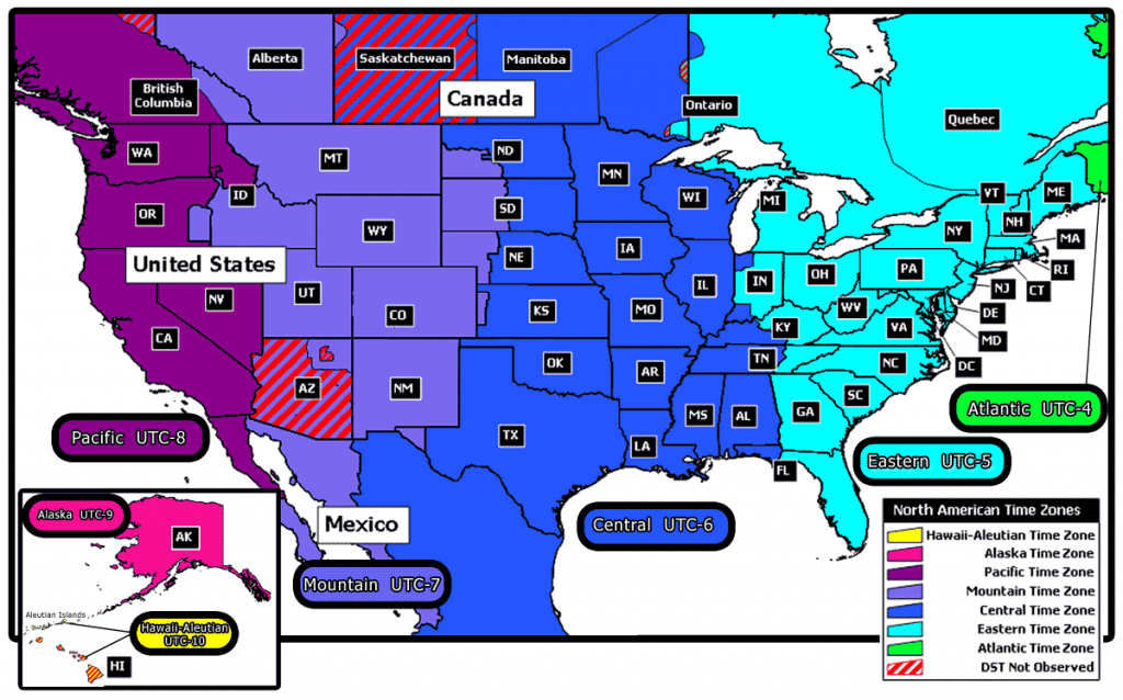 Map Of Time Zone In Usa And Travel Information | Download Free Map | Us Map With States And Time Zones Printable