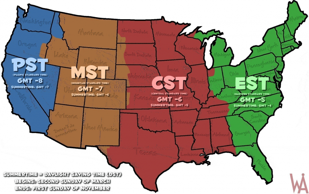 Map Of Time Zones In The Us Usa Time Zone Map Inspirational | Printable Map Of Usa Time Zones