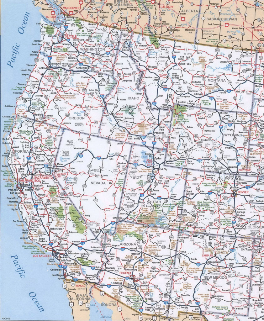 Map Of Western United States, Map Of Western United States With | Printable Road Map Of Western Us