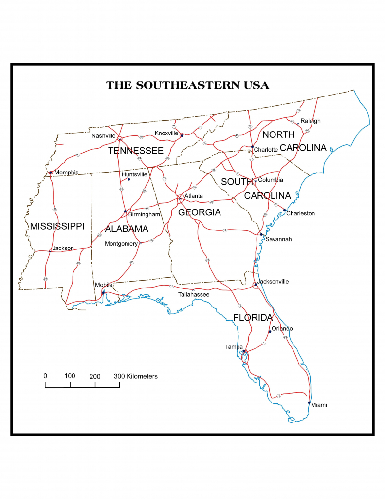 Map Southeast Printable New Major Cities The Region Sout Us States | Printable Map Of Southeast Usa