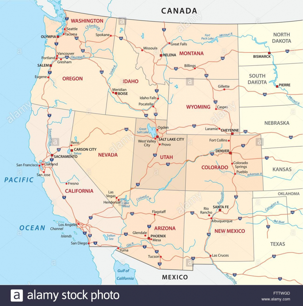 Map Western Usa States Interstate Of At North West Printable | Printable Map Of Western Usa