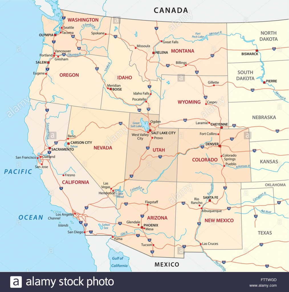 Map Western Usa States Interstate Of At North West Printable Printable Map Of Western Usa 