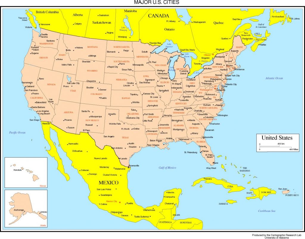 United States Map With Major Cities Printable 1239