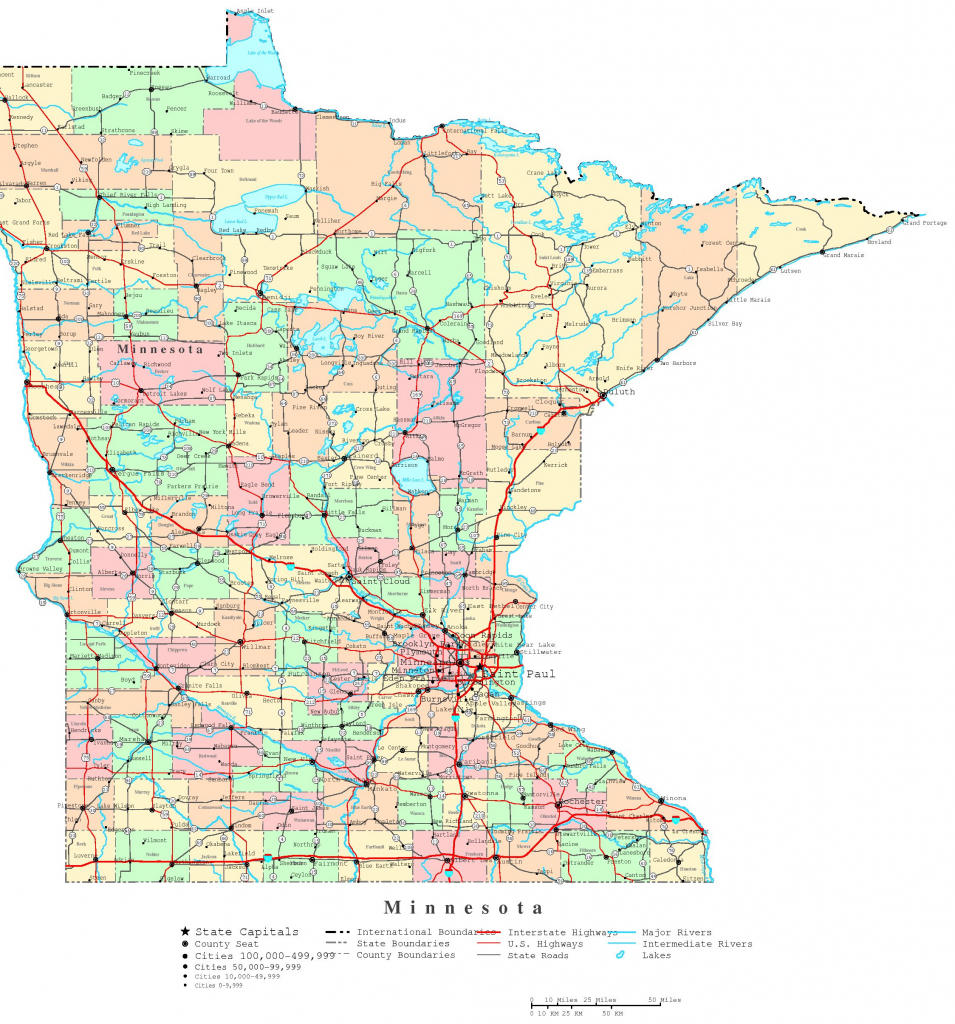 Minnesota Printable Map | Large Printable Us Road Map