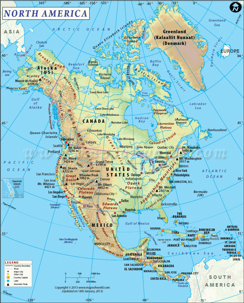 North America Map | Map Of North America | Printable Map Of North American Countries