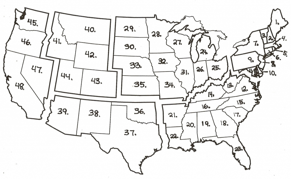 Numbered Map Of Usa Printable Refrence United States Map Blank With | Printable Blank Map Of The United States With Numbers