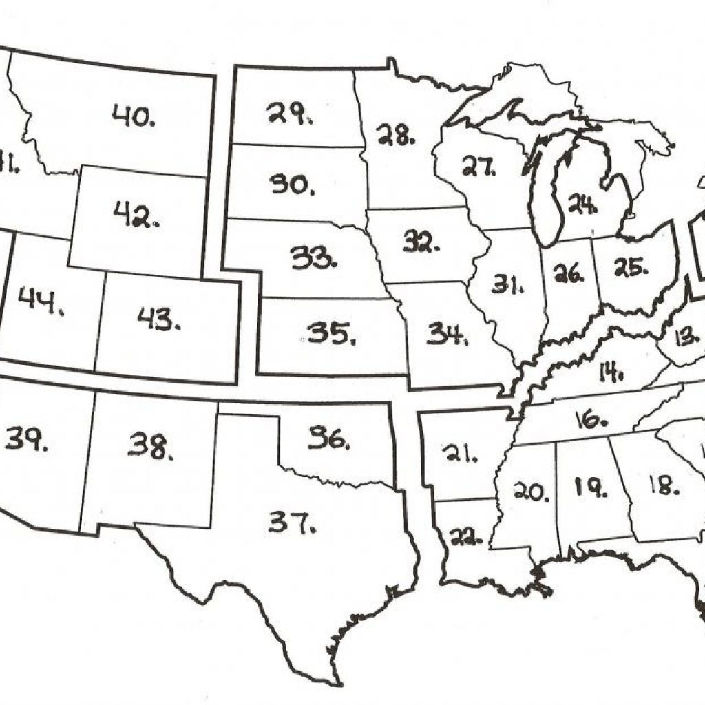 Numbered Us Map Blank States Marinatower Org | Blank Us Map Numbered
