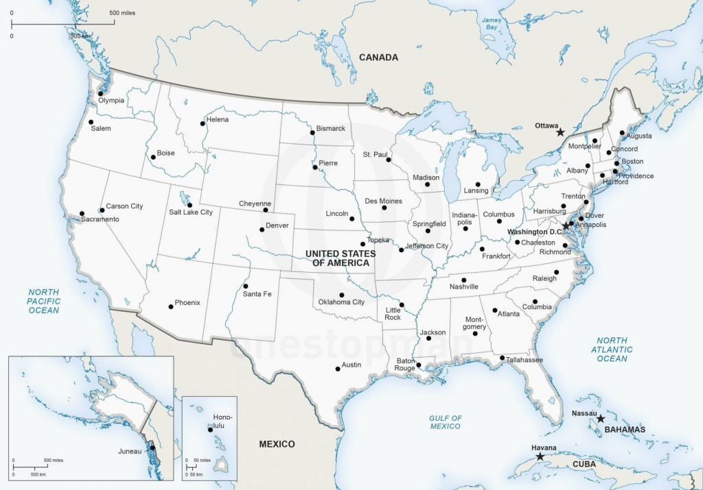 Printable Map Of Us Capitals Usa With States Valid Major Cities | Printable Map Of The United States And Cities