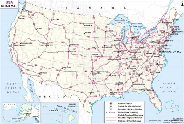 Printable Map Of Usa With States And Major Cities