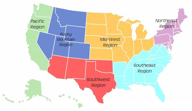 Printable Map Of Regions Of The United States