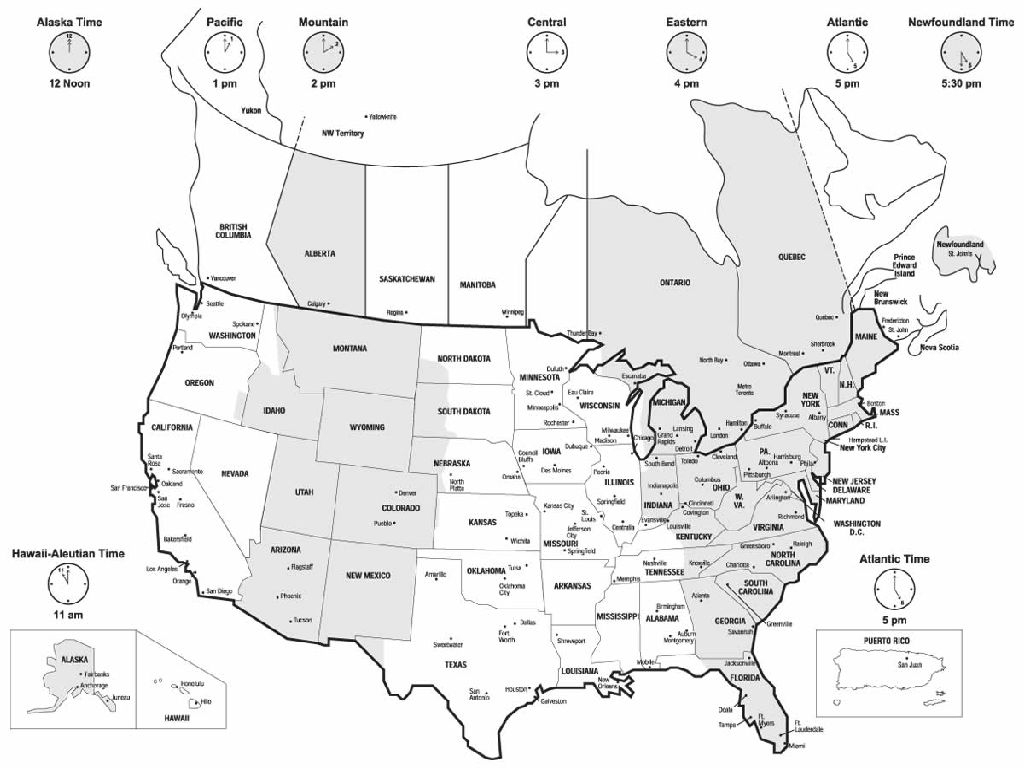 Printable Time Zone Map Usa With Cities 15 Us | Roaaar - Printable | Printable Map Of The United States With Time Zones