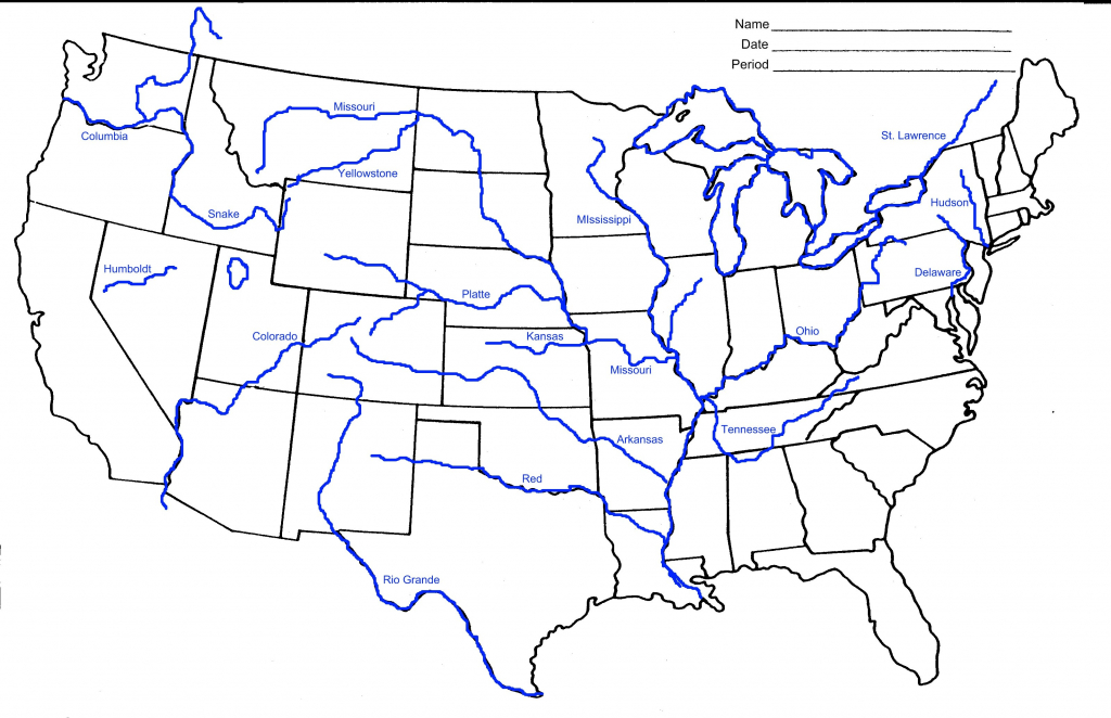 Printable United States Map With Rivers Valid Printable Us Map With | Printable Map Of Us Rivers