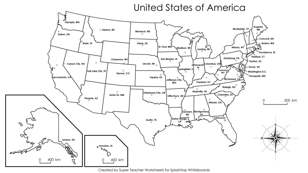 Printable Us Map With Capitals Us States Map New United States | Blank Us Map With Capitals Printable