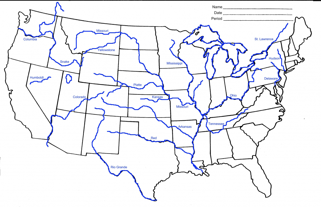 Printable Us Map With Major Rivers Valid Printable Us Map With | Blank Us Map With Rivers