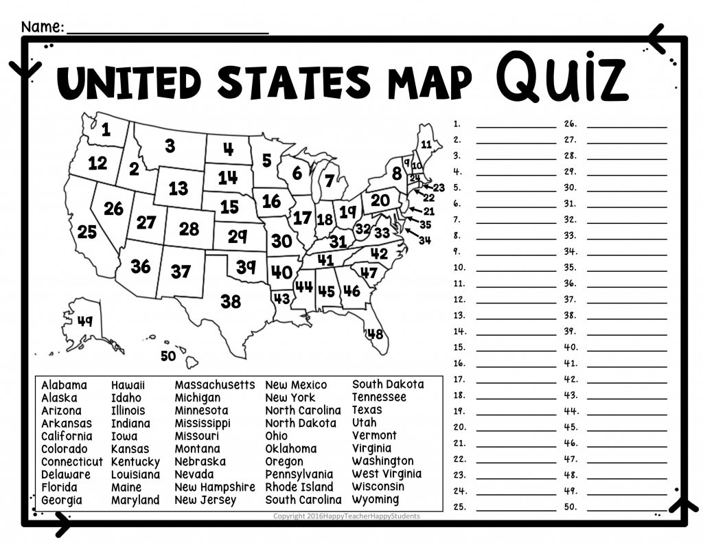 Us States Map Quiz Printable Dibandingkan