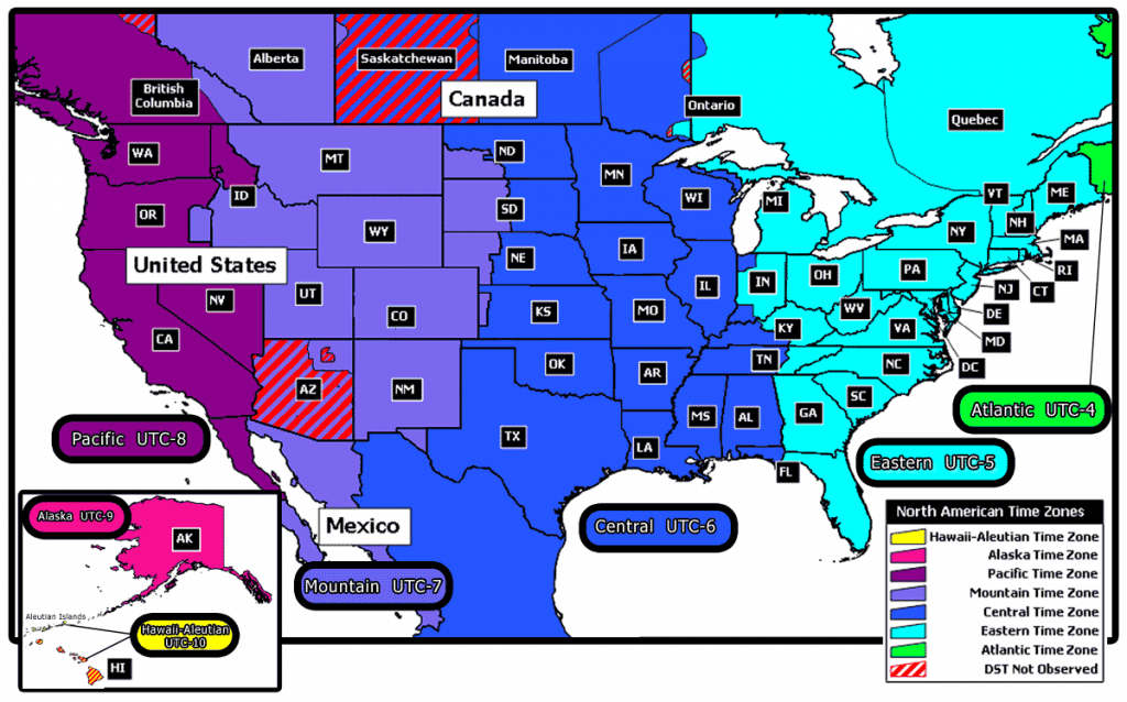 us map time zones