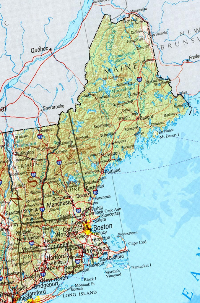 Reference Map Of New England State, Ma Physical Map | Crafts | Printable Map Of New England Usa