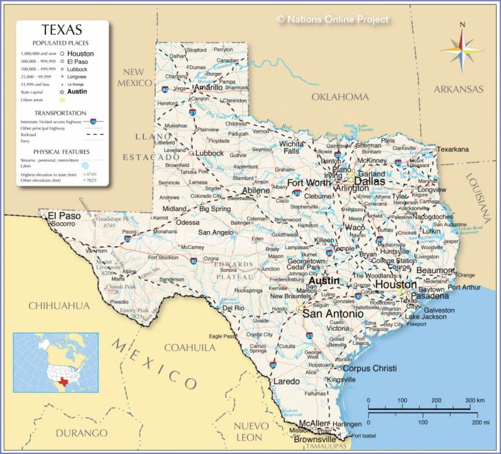 Printable Map Of Texas Usa