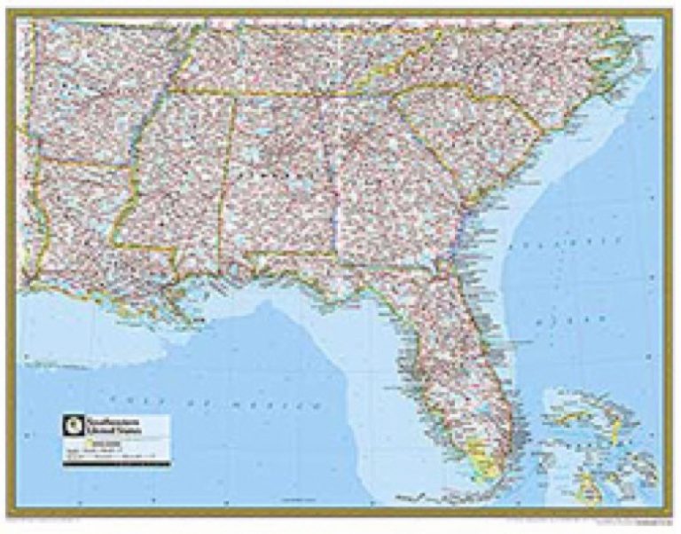 Southeast Us Elevation Map New Printable Map The Southeastern United Printable Southeast Us Road Map 768x602 