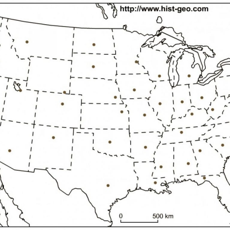 State Capitals Map Quiz Printable Of Us States With Capitols Capital ...