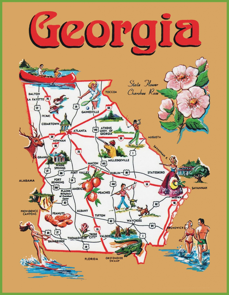 The State Of Georgia Map And Travel Information | Download Free The | Free Printable Map Of Georgia Usa