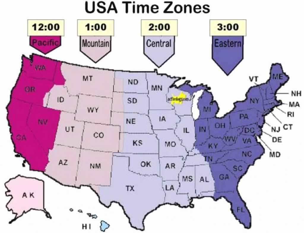 Map Of Us Time Zones Printable   Time Zone Map For Usa Map Of Timezones Usa Lovely United States Time Printable Map Of Usa Time Zones 