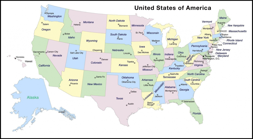 United States Capital Cities Map Usa State Capitals Of With And Us | Printable Map Of Usa States And Capitals