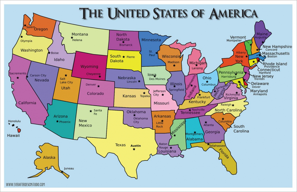 United States Capitals Quiz Printable - Google Search | School | Printable United States Map With States And Capitals