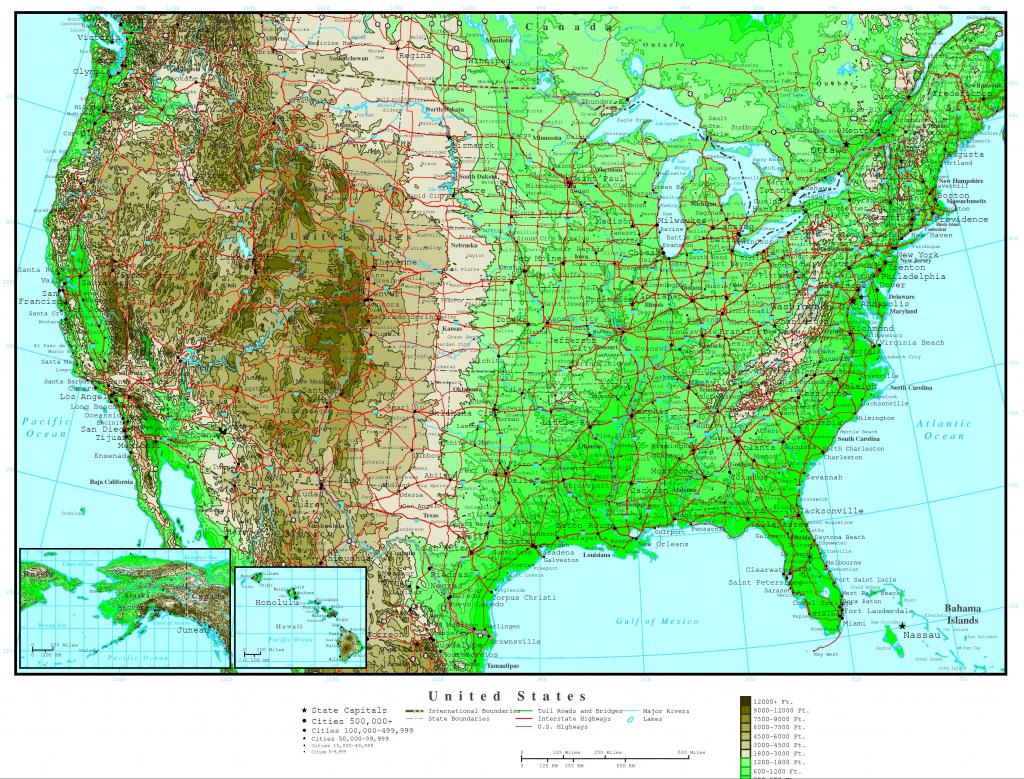United States Elevation Map | Printable Topographic Map Of The United States