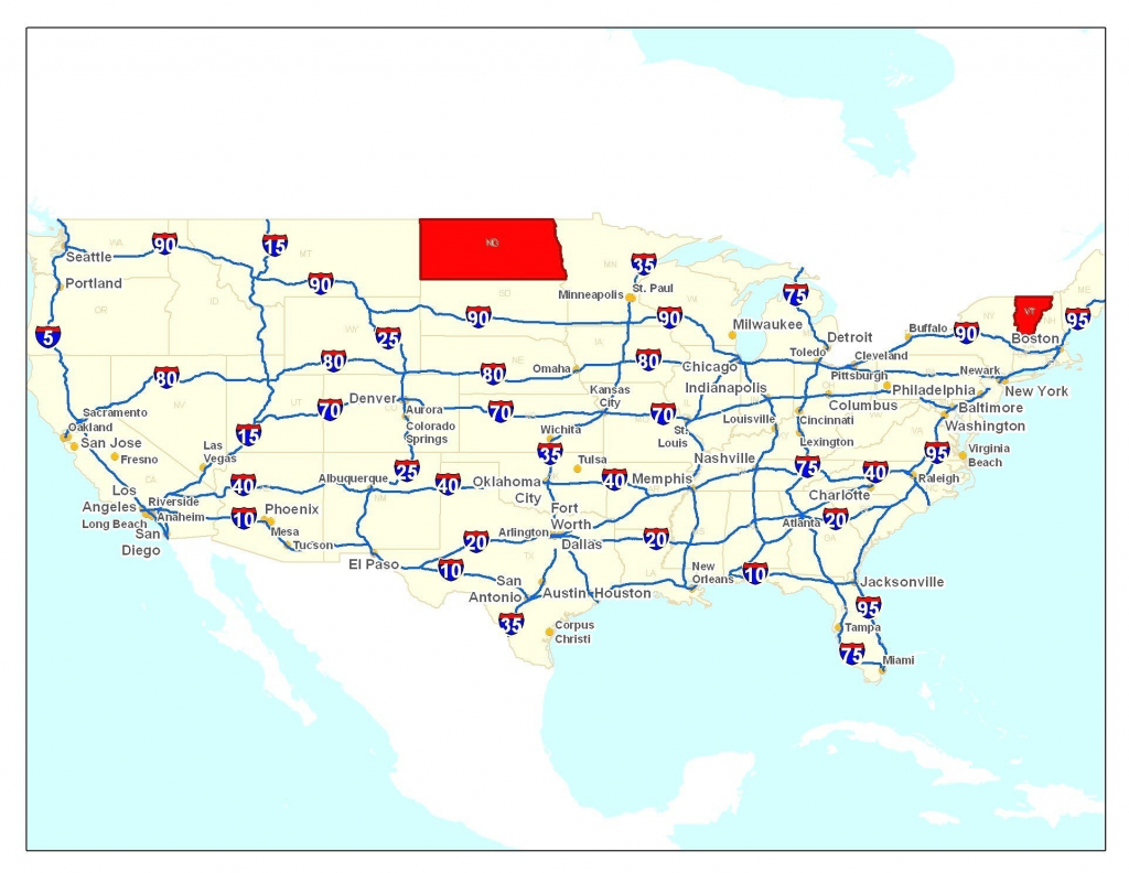 United States Interstate Highway Map New United States Major | Printable Map Of Us Interstate System