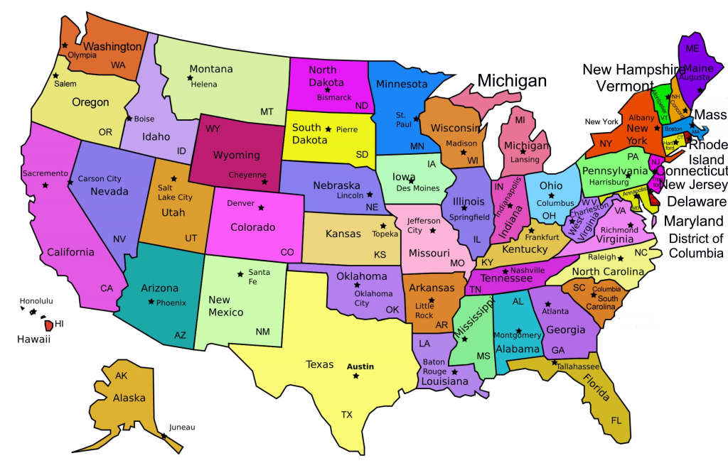 United States Map Capitals Labeled New Amazing Us Map With States | Printable Map Of Us Capitals