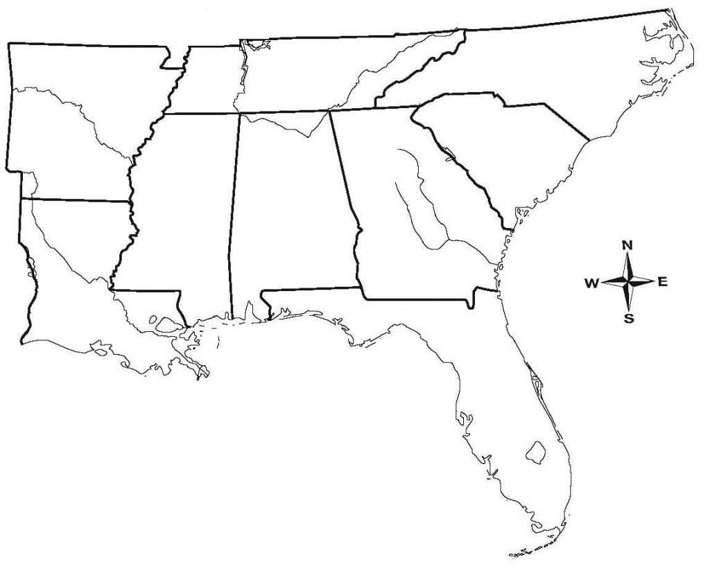 United States Map Outline Black And White Us Southeast Region Blank | Printable Southeast Region Of The United States Map