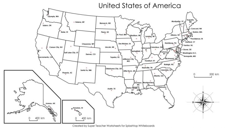 Us Capitals Map Quiz Printable