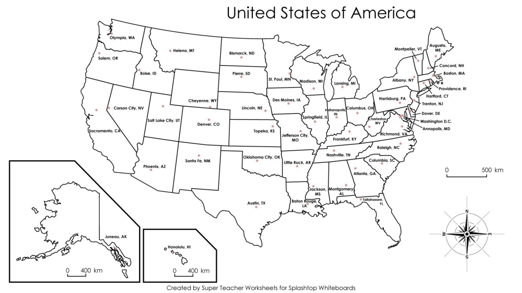 United States Map Quiz Printable New United States Map Printable | Us Capitals Map Quiz Printable