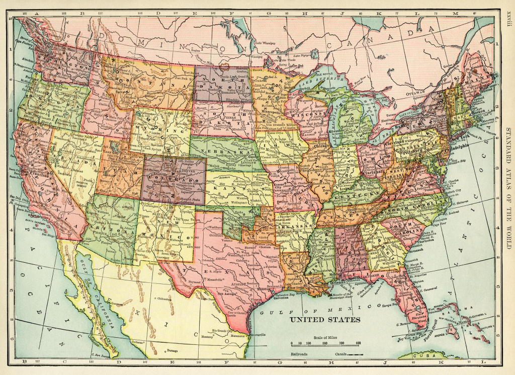 United States Map, Vintage Map Download, Antique Map, History | Printable Vintage Us Map