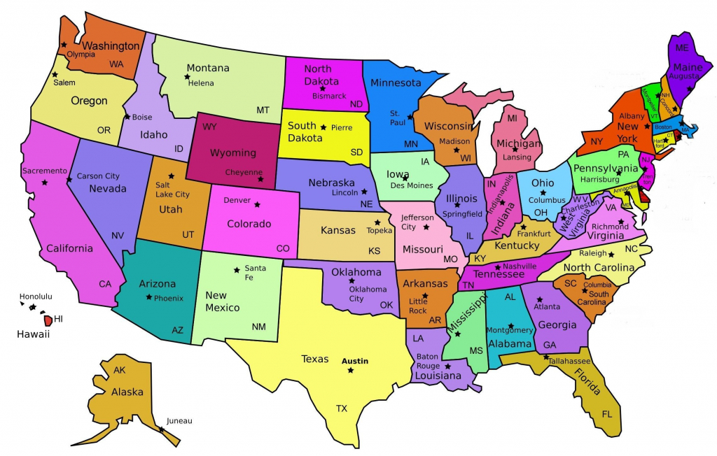United States Map With State Abbreviations And Capitals New | Printable United States Map With State Abbreviations