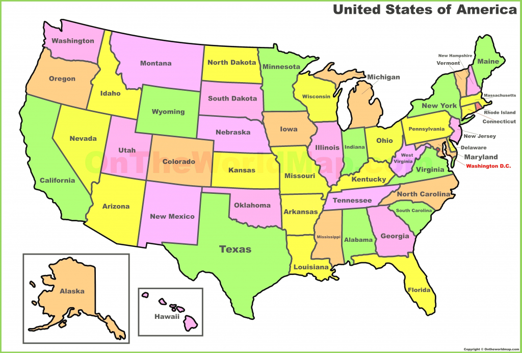 United States Map With State Names And Capitals Printable | Printable United States Of America Map