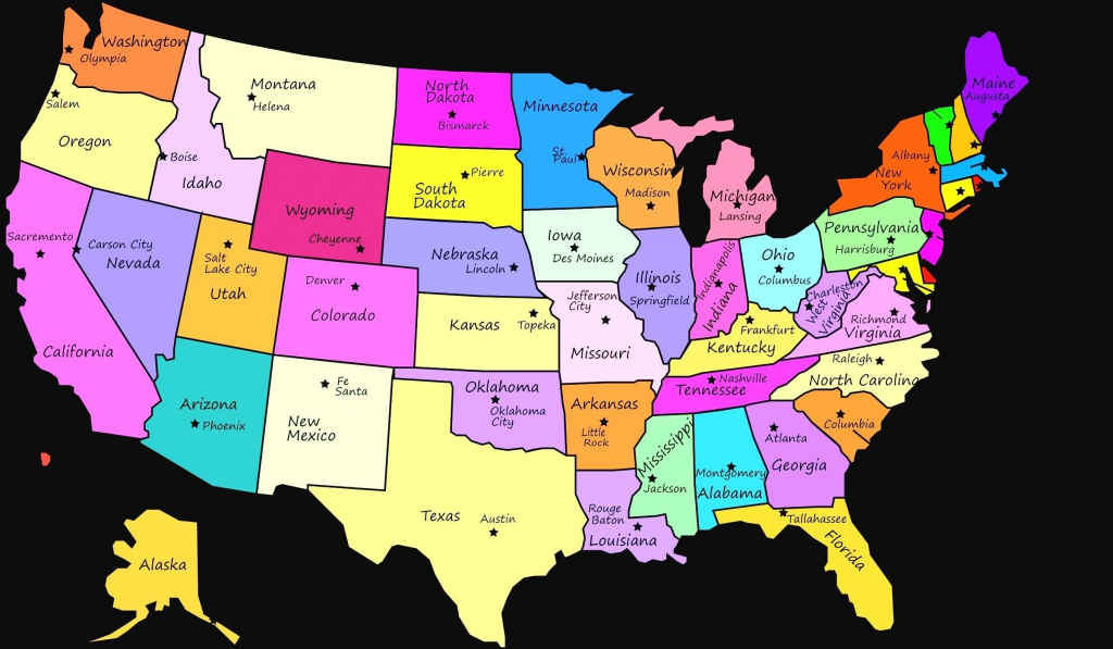 United States Map With State Names And Capitals Printable Refrence | Printable Map Of The United States Of America With Capitals