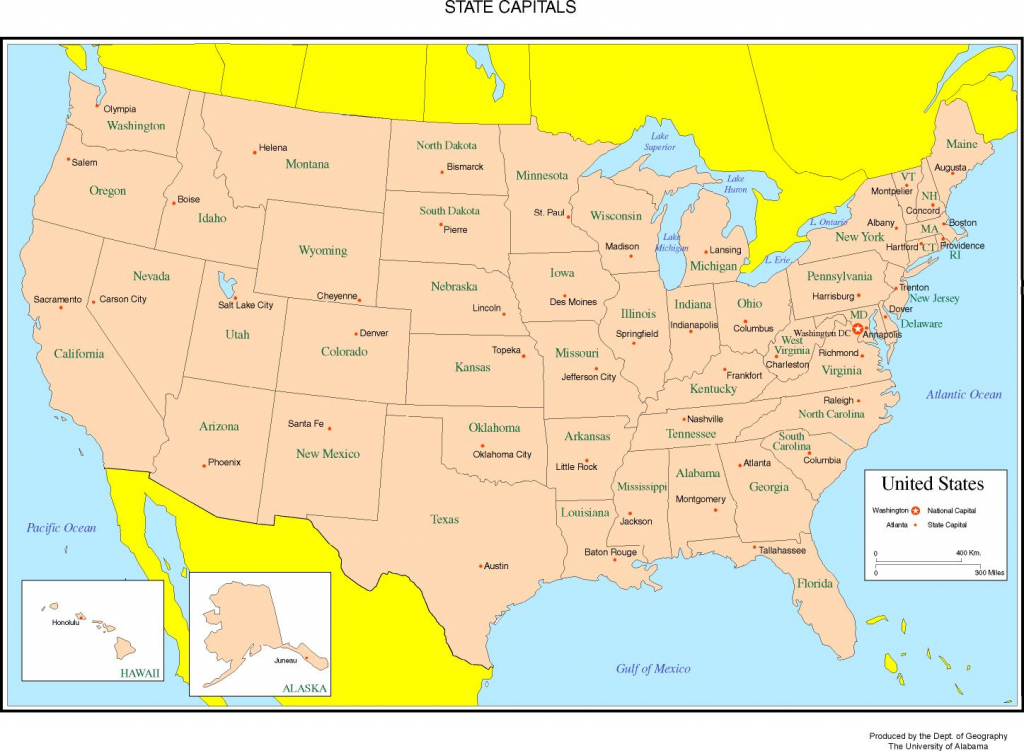 United States Map With State Names And Capitals Quiz Us Map Capitals | Printable United States Map With State Names And Capitals