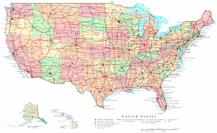 Printable United States Map With Major Cities