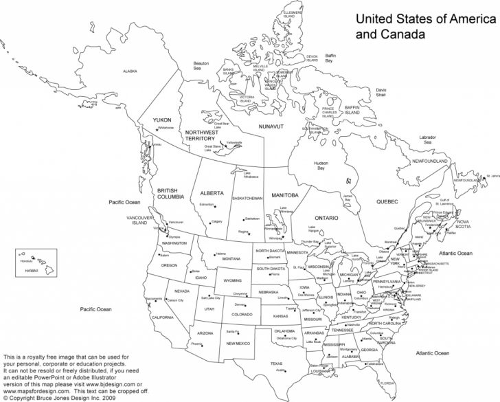 Blank Printable Map Of The United States And Canada