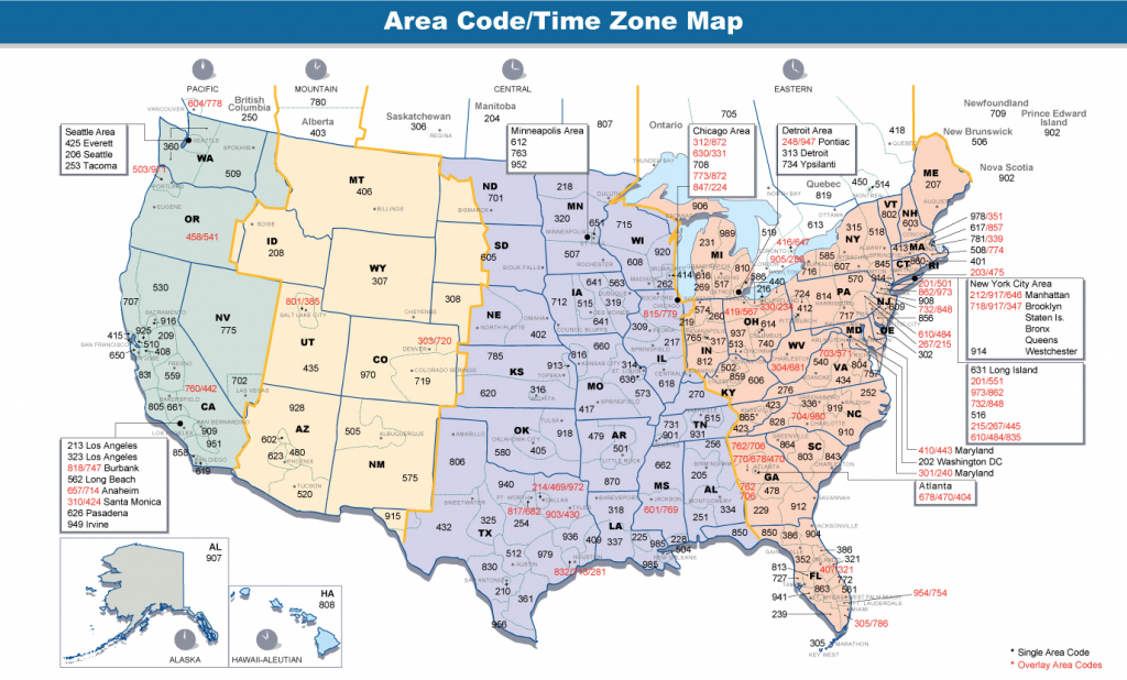Us Area Code Map With Time Zones Usa Time Zone Map With States | Us Timezone Map Printable