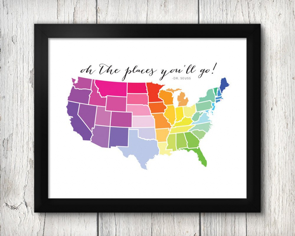 Us Map Download Rainbow Printable 8X10 | Etsy | 8X10 Printable Us Map