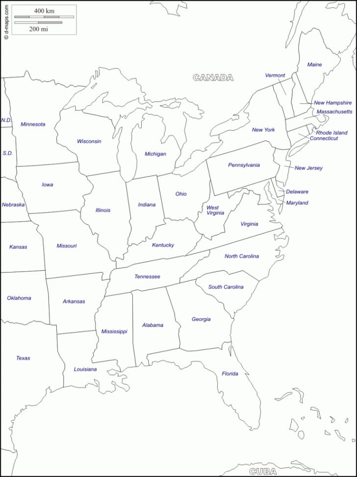 Printable Map Of The East Coast Of The United States