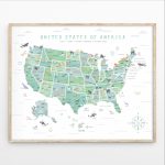 Us Map Instant Download 4 Print Sizes Usa Wall Art Usa Map | Etsy | Printable Us Map Poster