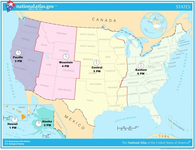 Us Map Of States Timezones Map Of U S Time Zones 3 Save Printable ...