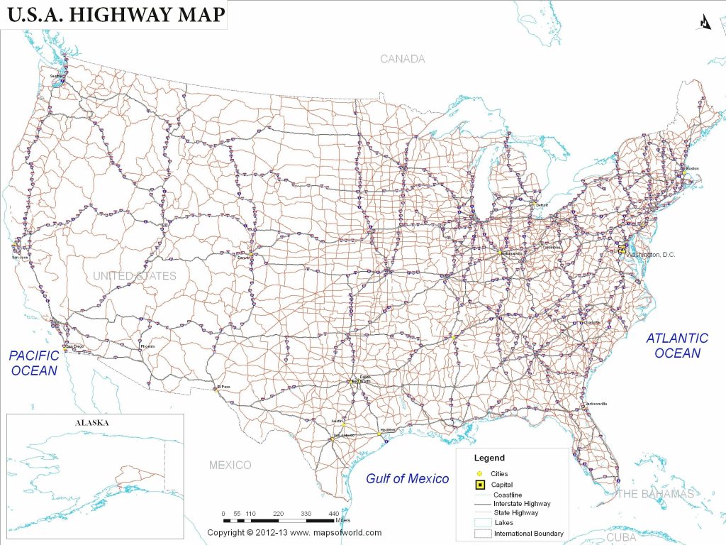 Us Map With Interstate Highway System Fresh Printable Us Map With ...