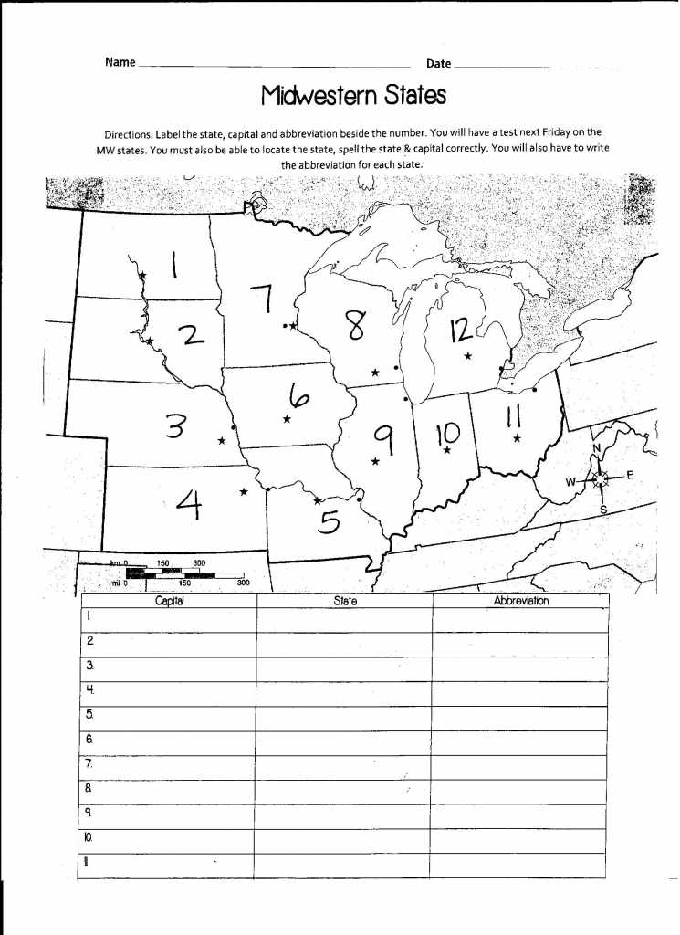 Us Midwest Region Map Blank Labelmidwest.gif Awesome Midwest Region | Us Capitals Map Quiz Printable